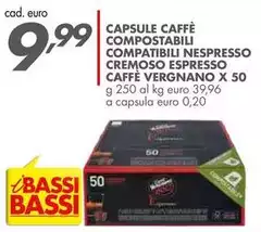 Vergnano - Capsule Caffè Compostabili Compatibili Nespresso Cremoso Espresso Caffè