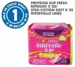Lines - Proteggi Slip Fresh Ripiegati / Stesi Cotton Soft X 20 Intervallo