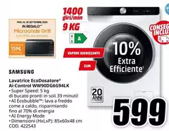 Samsung - Lavatrice EcooDosatore AI Control WW90DG6G94LK