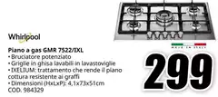 Whirlpool - Piano A Gas Gm 7522/IXl
