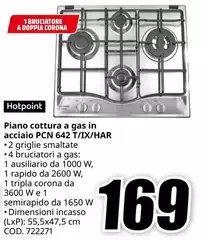 Hotpoint - Piano Cottura A Gas In Acciaio PCN 642 T/IX/HAR