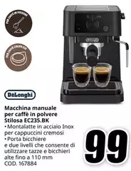 De Longhi - Macchina Manuale Per Caffè In Polvere Stilosa EC235.BK