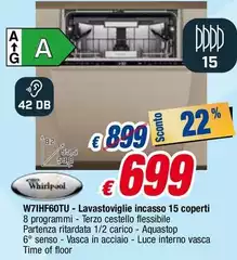 Whirlpool - W7IHF60TU-Lavastoviglie Incasso 15 Coperti 