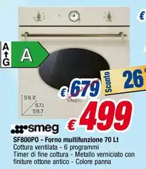 Smeg - SF800P0-Forno Multifunzione 70 Lt