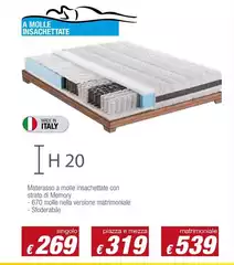 IH20   Materasso A Molle Insachettate Con Strato Di Memory