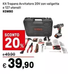 Kombo - Kit Trapano Avvitatore 20V Con Valigetta E 127 Utensili