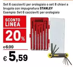 Stanley - Set 6 Cacciaviti Per Orologiaio O Set 8 Chiavi A Brugola Con Impugnatura