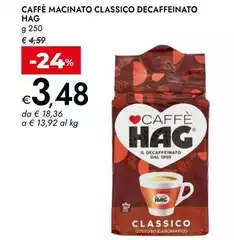 Hag - Caffè Macinato Classico Decaffeinato