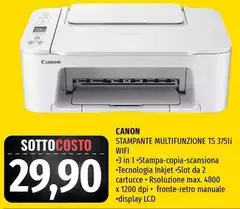 Canon - Stampante Multifunzione Ts 37511 Wifi