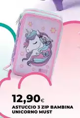 Must - Astuccio 3 Zip Bambina Unicorno