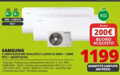 Samsung - Climatizzatore Dual Split Luzon S2 9000 + 12000 Btu + AJ040TXJ2KG 