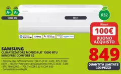 Samsung - Climatizzatore Monosplit 12000 Btu Windfree Comfort S2