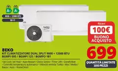 Beko - Kit Climatizzatore Dual Split 9000 + 12000 Btu BGMPI 095/BGMPI 125/BGMPO 181