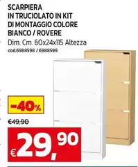 Scarpiera In Truciolato In Kit Di Montaggio Colore Bianco/Rovere