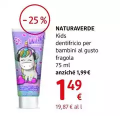 Naturaverde - Kids Dentifricio Gusto Fragola 75 Ml