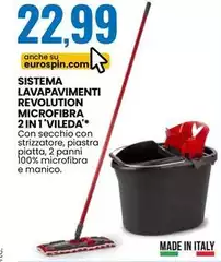 Vileda - Sistema Lavapavimenti Revolution Microfibra 2 In 1 