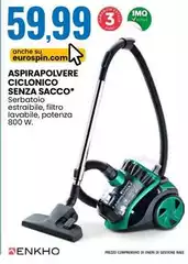 Enkho - Aspirapolvere Ciclonico Senza Sacco