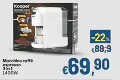 Kooper - Macchina Caffè Espresso 3 In 1 1400w