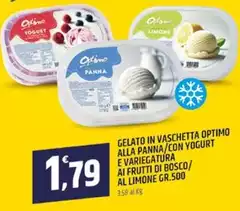 Optimo - Gelato In Vaschetta Alla Panna/Con Yogurt E Variegatura Ai Frutti Di Bosco/ Al Limone