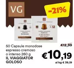 Il Viaggiotor Goloso - 50 Capsule Monodose Espresso Cremoso O Intenso