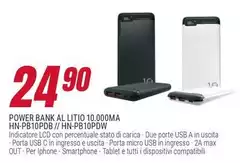 Max - Power Bank Al Litio 10,000ma Hn-pb10pdb/hn-pb10pdw