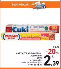 Cuki - Carta Forno Domopak, Alluminio