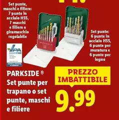 Parkside - Set Punte Per Trapano O Set Punte, Maschi E Filiere