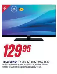 Telefunken - Tv Led 32" TE32750S3BYXD