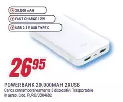 Powerbank 20.000mah 2xusb