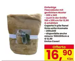 Misura - Coperta In Pile Flanel Tinta Unita Ricamato