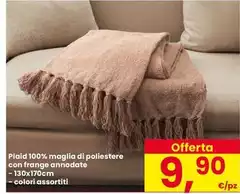 Plaid 100% Maglia Di Poliestere Con Frange Annodate