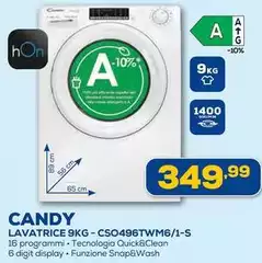 Candy - Lavatrice 9kg - CSO496TWM6/1-S
