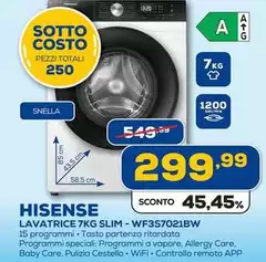 Hisense - Lavatrice 7kg Slim - WF3S7021BW