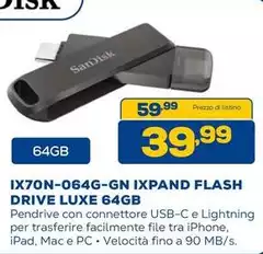 Sandisk - ix70n-064g-gn IXpAND Flash Drive Luxe 64gb