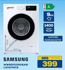 Samsung - WW90FG3M05AW Lavatrice Caricamento Frontale 9 Kg 1400 Giri/Min A Bianco