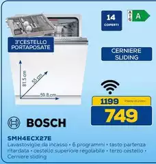 Bosch - SMH4ECX27E Lavastoviglie Da Incasso 6 Pro HDMI S247 L E Argento