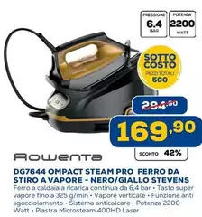 Rowenta - DG7644 compact steam pro ferro da stiro a vapore - Nero/Giallo stevens