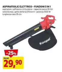 Kooper - Aspirafoglie Elettrico Funzioni 3 In 1