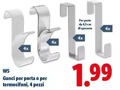 W5 - Ganci Per Porta O Per Termosifoni, 4 Pezzi