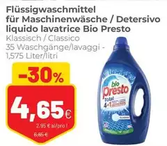 Bio - Detersivo Liquido Lavatrice  Presto