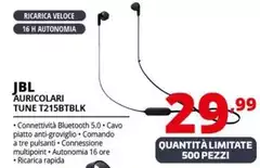Jbl - Auricolari Tune T215BTBLK