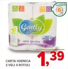 Gently - Carta Igienica 2 Veli 4 Rotoli
