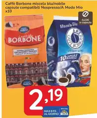 Caffe borbone - Caffè Miscela Blu/Nobile Capsule Compatibili Nespresso/A Modo Mio X10