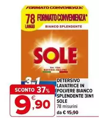 Sole - Detersivo Lavatrice In Polvere Bianco Splendente 3in 1