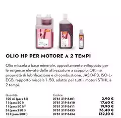 Olio Hp Per Motore A 2 Tempi