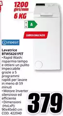 Indesit - Lavatrice BTWS662612T