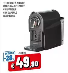 Telefunken - M07762 Macchina Del Caffè Compatibile Con Capsule