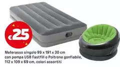 Materasso Singolo Con Pompa Usb Fastfill O Poltrona Gonfiabile 
