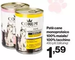 Corum - Patè Cane Monoproteico 100% Maiale/100% Tacchino