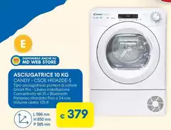 Candy - Smart Pro CSOE H10A2DE-S Asciugatrice Libera Installazione Caricamento Frontale 10 Kg A++ Bianco